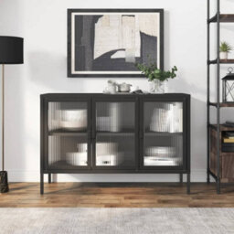 Walplus Sideboard Black 105X35X70 Cm Glass And Steel - thumbnail 1