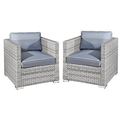 OSeasons Malta Rattan 2 Seat Twin Chair Set In Dove Grey - image 1