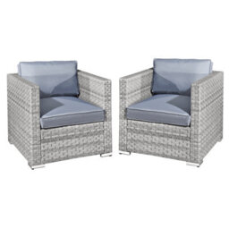OSeasons Malta Rattan 2 Seat Twin Chair Set In Dove Grey - thumbnail 1