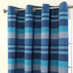Homescapes Cotton Morocco Striped Blue Curtains 137 X 137 Cm - thumbnail 5