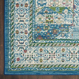 Ivory Light Blue Luxurious Traditional Persian Easy To Clean Bordered Floral Dining Room Bedroom And Living Rug-269Cm X 361Cm - thumbnail 9