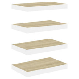 Berkfield Floating Wall Shelves 4 Pcs Oak And White 50X23X3.8 Cm Mdf - thumbnail 2