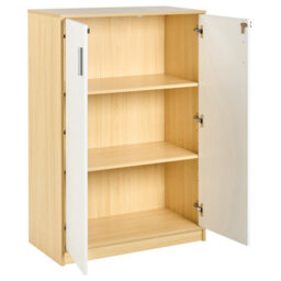 Wyld And Coco Lockable 2-Door Cabinet Light Brown And White - 3 Shelves, W80 X D40 X H117Cm - thumbnail 5