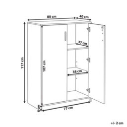 Wyld And Coco Lockable 2-Door Cabinet Light Brown And White - 3 Shelves, W80 X D40 X H117Cm - thumbnail 4