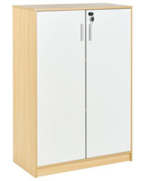 Wyld And Coco Lockable 2-Door Cabinet Light Brown And White - 3 Shelves, W80 X D40 X H117Cm - thumbnail 3