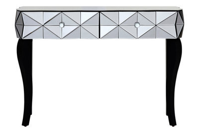 Premier Housewares Interiors By Premier Luxe Smoke Glass Console Table, Spacious Modern Table, Sleek Console Table With Sturdy Curved Wooden Legs - image 1