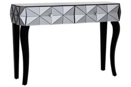 Premier Housewares Interiors By Premier Luxe Smoke Glass Console Table, Spacious Modern Table, Sleek Console Table With Sturdy Curved Wooden Legs - thumbnail 2