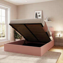 Gfw End Lift Ottoman Bed 135Cm Velvet Blush Pink Double - thumbnail 3