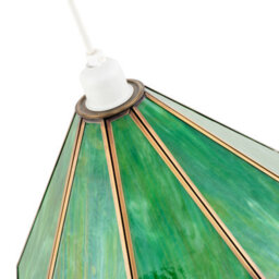 Happy Homewares Classic Green Toned Tiffany Glass Easy Fit Pendant Lighting Shade - thumbnail 5