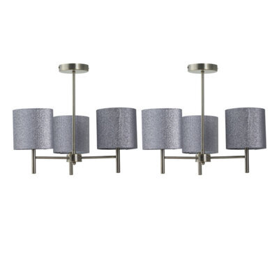 First Choice Lighting Set Of 2 Brea - Antique Brass Light Fittings & Silvery Glitter Shades - image 1