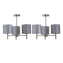 First Choice Lighting Set Of 2 Brea - Antique Brass Light Fittings & Silvery Glitter Shades - thumbnail 1