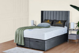 UKBEDFURNITURE Victoria Plush Steel End Opening Divan Ottoman Bed With 54 Inch Headboard