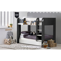 Ashfield Premium Charcoal And White Bunk Bed Including Pull Out Trundle