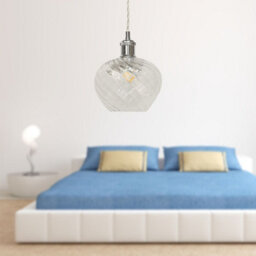 First Choice Lighting Set Of 2 Bradson - Clear Swirl Glass Chrome Retro Pendant Fittings - thumbnail 4