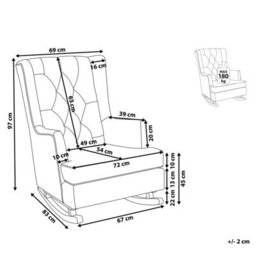 Beliani Rocking Chair Trondheim Fabric Dark Grey - thumbnail 3