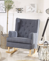 Beliani Rocking Chair Trondheim Fabric Dark Grey - thumbnail 2