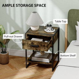 Wyld Haus Likeli Rustic Brown Bedside Table With Drawer And Bottom Shelf - 45 X 40 X 60 Cm - thumbnail 3