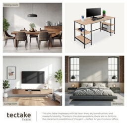 Tectake Desk Stoke - 2 Side Shelves With 2 Storage Compartments Each 55 Cm - Industrial Wood Light, Oak Sonoma - thumbnail 5