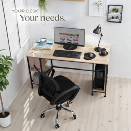 Tectake Desk Stoke - 2 Side Shelves With 2 Storage Compartments Each 55 Cm - Industrial Wood Light, Oak Sonoma - thumbnail 7