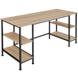 Tectake Desk Stoke - 2 Side Shelves With 2 Storage Compartments Each 55 Cm - Industrial Wood Light, Oak Sonoma - thumbnail 1