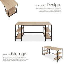 Tectake Desk Stoke - 2 Side Shelves With 2 Storage Compartments Each 55 Cm - Industrial Wood Light, Oak Sonoma - thumbnail 3