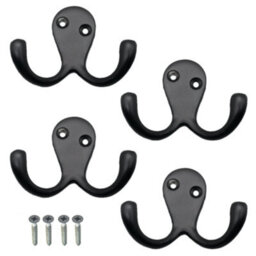 Eai Black Double Twin Rode Hook Coat Hook - Pack Of 4 - thumbnail 1
