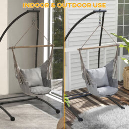 Outsunny Hammock Chair Stand With Metal Frame C Shape Hammock Stand Only, Black - thumbnail 5