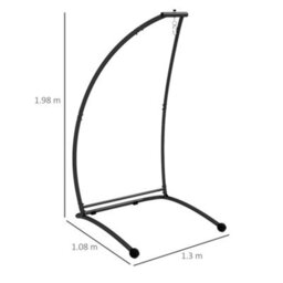 Outsunny Hammock Chair Stand With Metal Frame C Shape Hammock Stand Only, Black - thumbnail 3