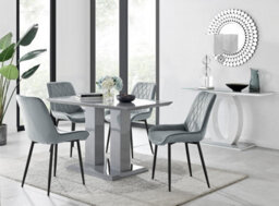 Furniturebox Uk Imperia 4 Grey Dining Table And 4 Grey Pesaro Black Leg Chairs - thumbnail 1