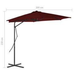 Berkfield Outdoor Parasol With Steel Pole Bordeaux Red 300X230 Cm - thumbnail 7
