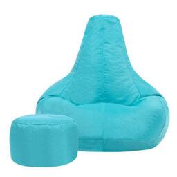 Icon Dalton Adults High Back  Indoor Outdoor Bean Bag Chair & Footstool Pouffe Aqua - thumbnail 4