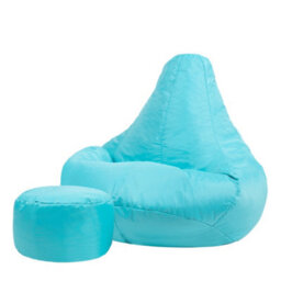 Icon Dalton Adults High Back  Indoor Outdoor Bean Bag Chair & Footstool Pouffe Aqua - thumbnail 1