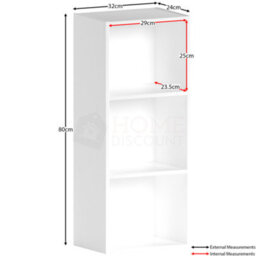 Lassic Vida Designs Oxford White 3 Tier Cube Bookcase Freestanding Shelving Unit (H)800mm (W)320mm (D)240mm - thumbnail 2