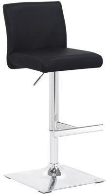 Lamboro Snella Real Leather Breakfast Bar Stool, Height Adjustable Swivel Gas Lift, Home Bar & Kitchen Barstool, Black - image 1