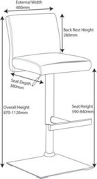Lamboro Snella Real Leather Breakfast Bar Stool, Height Adjustable Swivel Gas Lift, Home Bar & Kitchen Barstool, Black - thumbnail 7