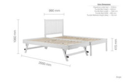 White Wood Guest Bed 2 Mattresses Birlea Buxton Trundle Frame Hideaway Stop Over - thumbnail 7