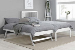 White Wood Guest Bed 2 Mattresses Birlea Buxton Trundle Frame Hideaway Stop Over