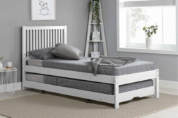 White Wood Guest Bed 2 Mattresses Birlea Buxton Trundle Frame Hideaway Stop Over - thumbnail 3