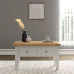 Seconique Windsor Oak And Ivory Coffee Table With Drawers Fully Assembled - thumbnail 1