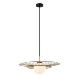 Luminosa Lighting Luminosa Modern Hanging Pendant Golden 1 Light  With White Shade, E27 - thumbnail 2