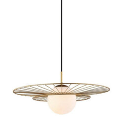 Luminosa Lighting Luminosa Modern Hanging Pendant Golden 1 Light With White Shade, E27