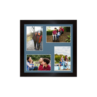 AK Frames 12X12 Matte Black Modern Multi Photo Frame With Pompadour Mount - Holds 4 Apertures (4X) 6X4 Photos - image 1