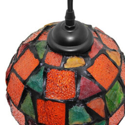 Long Life Lamps Company Vintage Hanging Stained Glass Ceiling Light Shade Pendant Mosaic Style Multi Colour M0105 - thumbnail 7