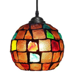 Long Life Lamps Company Vintage Hanging Stained Glass Ceiling Light Shade Pendant Mosaic Style Multi Colour M0105 - thumbnail 4