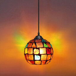Long Life Lamps Company Vintage Hanging Stained Glass Ceiling Light Shade Pendant Mosaic Style Multi Colour M0105 - thumbnail 3