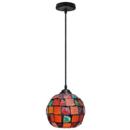 Long Life Lamps Company Vintage Hanging Stained Glass Ceiling Light Shade Pendant Mosaic Style Multi Colour M0105 - thumbnail 6