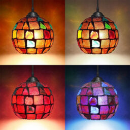 Long Life Lamps Company Vintage Hanging Stained Glass Ceiling Light Shade Pendant Mosaic Style Multi Colour M0105 - thumbnail 5