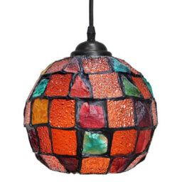 Long Life Lamps Company Vintage Hanging Stained Glass Ceiling Light Shade Pendant Mosaic Style Multi Colour M0105 - thumbnail 1