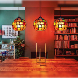 Long Life Lamps Company Vintage Hanging Stained Glass Ceiling Light Shade Pendant Mosaic Style Multi Colour M0105 - thumbnail 9