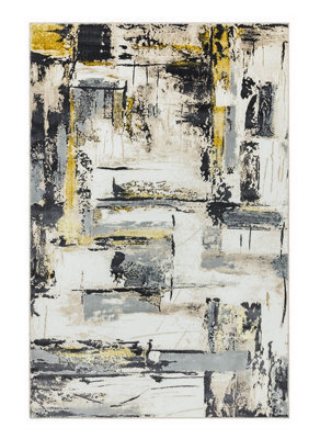 Modern Yellow Rug, Abstract Rug For Bedroom, Stain-Resistant Rug For Dining Room, Abstract Yellow Rug-80Cm X 150Cm - image 1